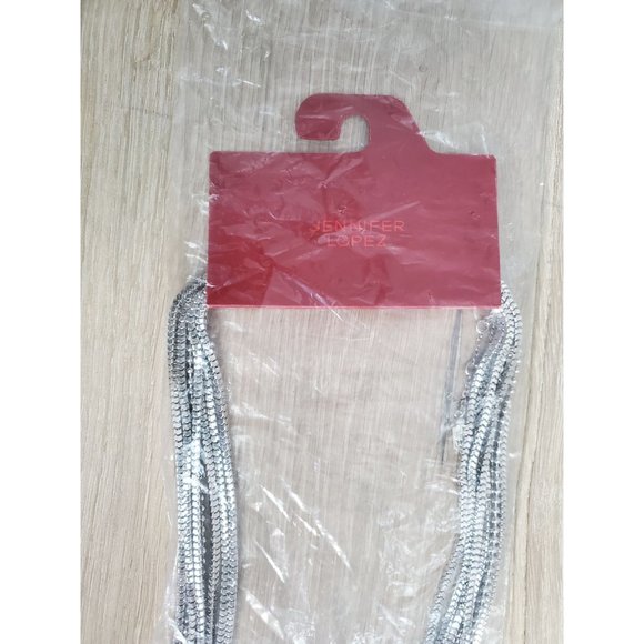 Kohls Jennifer Lopez Shimmer Mixed Layered Multirow Silver Chain Necklaces NWT - Picture 3 of 6